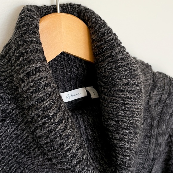 Dark Grey Cowl Neck Sweater Tunic with Side Slits - Picture 3 of 3